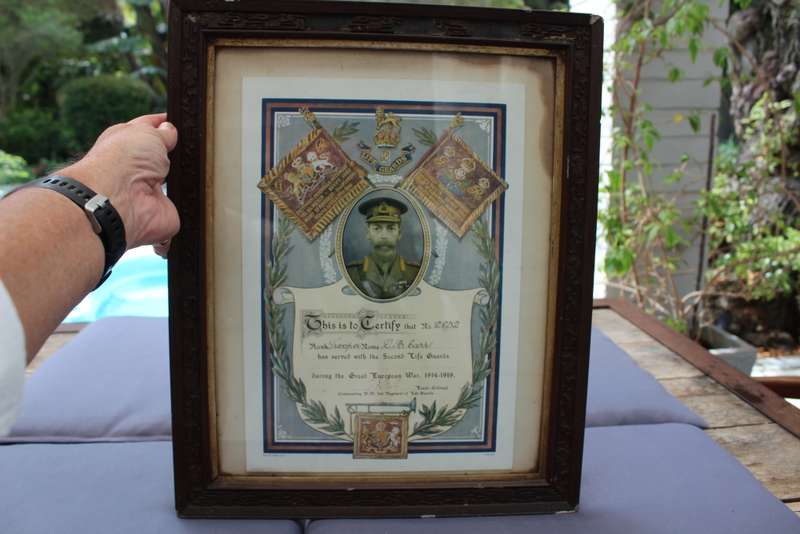 WW1 framed certificate of serving 2nd Life Guard Regiment - Super rare!!