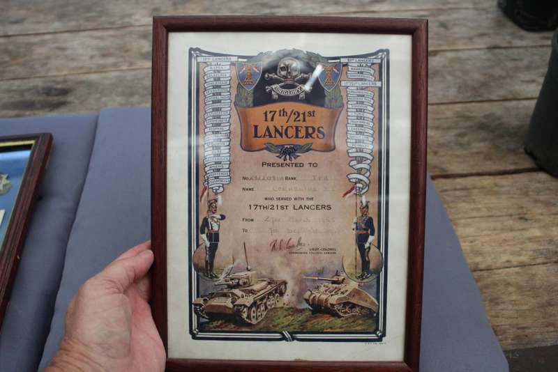 17th / 21st Lancers Certificate to Trp B. Cornelius in frame - excellent!
