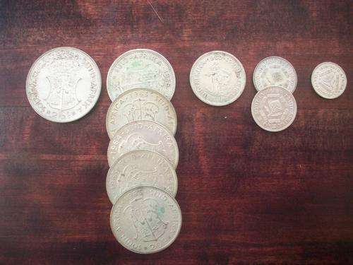 FOR FRED ! Silver Coins x 10....list below...R 250 the lot!