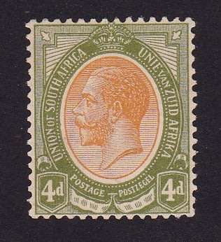 SA Union 1913: 4d KGV Head - Mint INVERTED WATERMARK  SACC 9b Cat R180