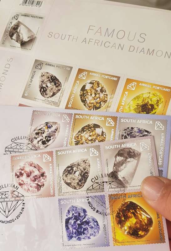 RSA: 2019 Famous Diamonds Bundle Sheetlet, Postcard Set + 2 x FDC's 8.119/20 (only 1000 printed!!)