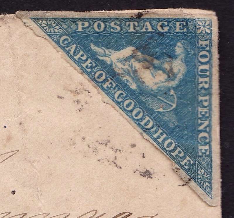 COGH: 4d CAPE TRIANGLE on 1863 Cover. Backstamped with Oval PAARL cancel. Very Scarce & High Cat!!
