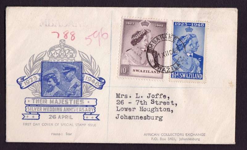 SWAZILAND: 1948 Silver Wedding First Day Cover - Very Scarce and Fine Condtion - Cat R1000
