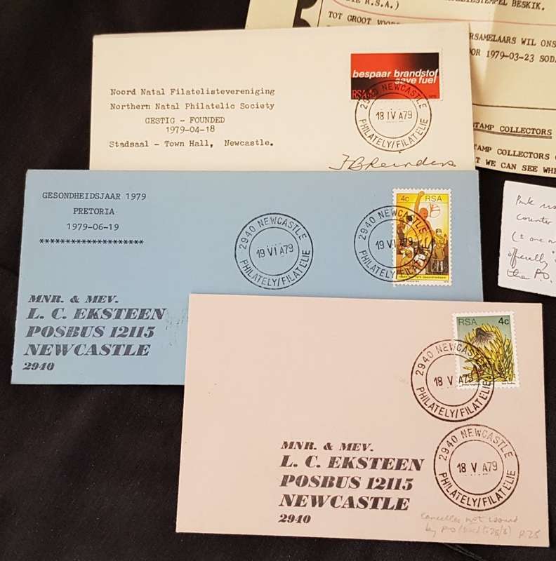 RSA: 1979 "NEWCASTLE PHILATELY" Postmark on 3 Covers (1 signed)+Philatelic Brief, Pls Read! Scarce!!