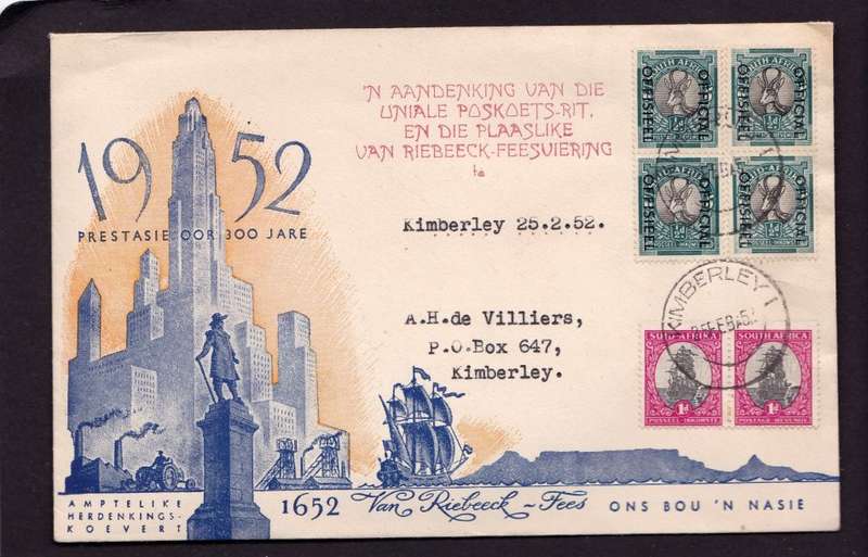 UNION: 1952 Van Riebeeck Fees, Cover incl. Newspaper Clippings from Brandwag & Letter - Awesome!!