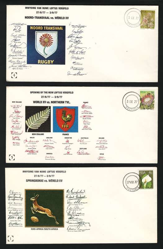 RSA: RUGBY BUNDLE incl- 1995 RWC SAPO Folder + 1989 FDC signed by DANIE CRAVEN, SCARCE - GO BOKKE!!