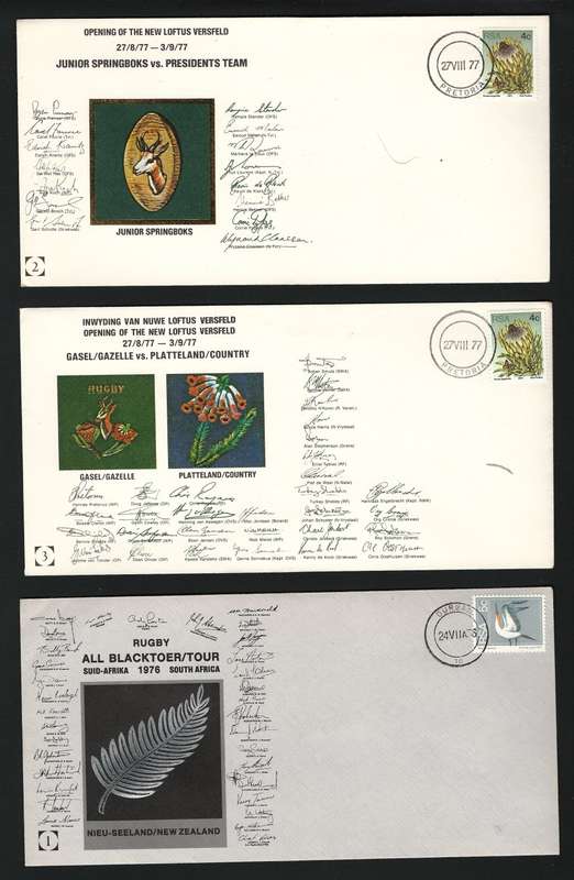 RSA: RUGBY BUNDLE incl- 1995 RWC SAPO Folder + 1989 FDC signed by DANIE CRAVEN, SCARCE - GO BOKKE!!