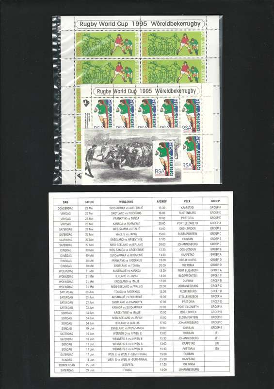 RSA: RUGBY BUNDLE incl- 1995 RWC SAPO Folder + 1989 FDC signed by DANIE CRAVEN, SCARCE - GO BOKKE!!