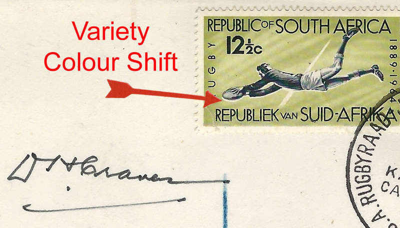 RSA: RUGBY 1964 Jubilee FDC signed by DANIE CRAVEN, VERY SCARCE + 12½c Control Block - GO BOKKE!!