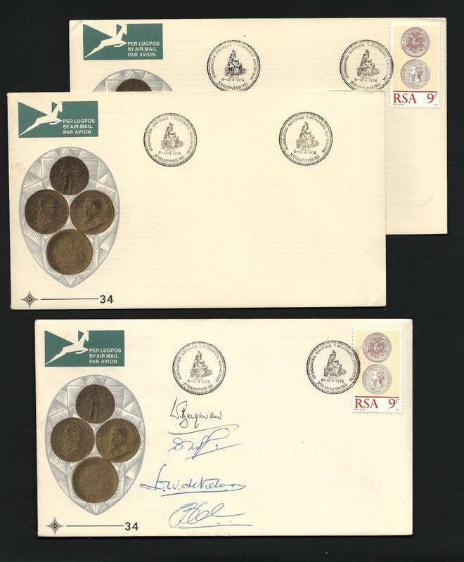 RSA: 1974 Numismatic Convention FDC No.34 with VARIETY "MISSING STAMP" & Signed FDC - SCARCE AS SUCH