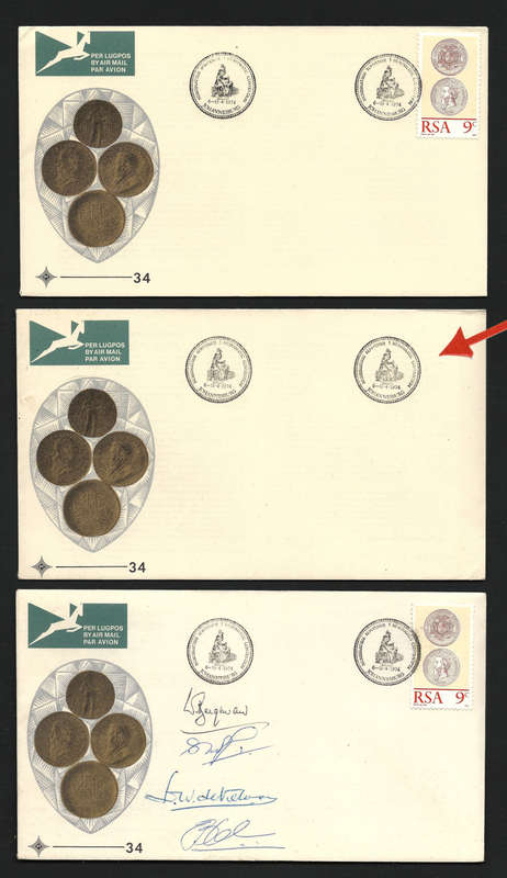 RSA: 1974 Numismatic Convention FDC No.34 with VARIETY "MISSING STAMP" & Signed FDC - SCARCE AS SUCH