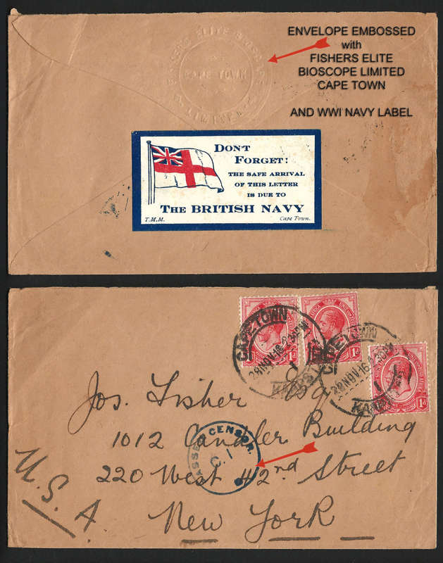 UNION: 1916 CENSOR Passed Cover CPT - NEW YORK with BRITISH NAVY LABEL - Please read!! Stunning Item