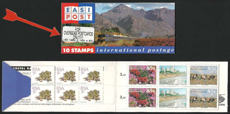 RSA: 1993 2 x TOURISM BOOKLETS with Additional Stamps for OVERSEAS POSTCARDS ONLY (SACC 852b+c) NICE