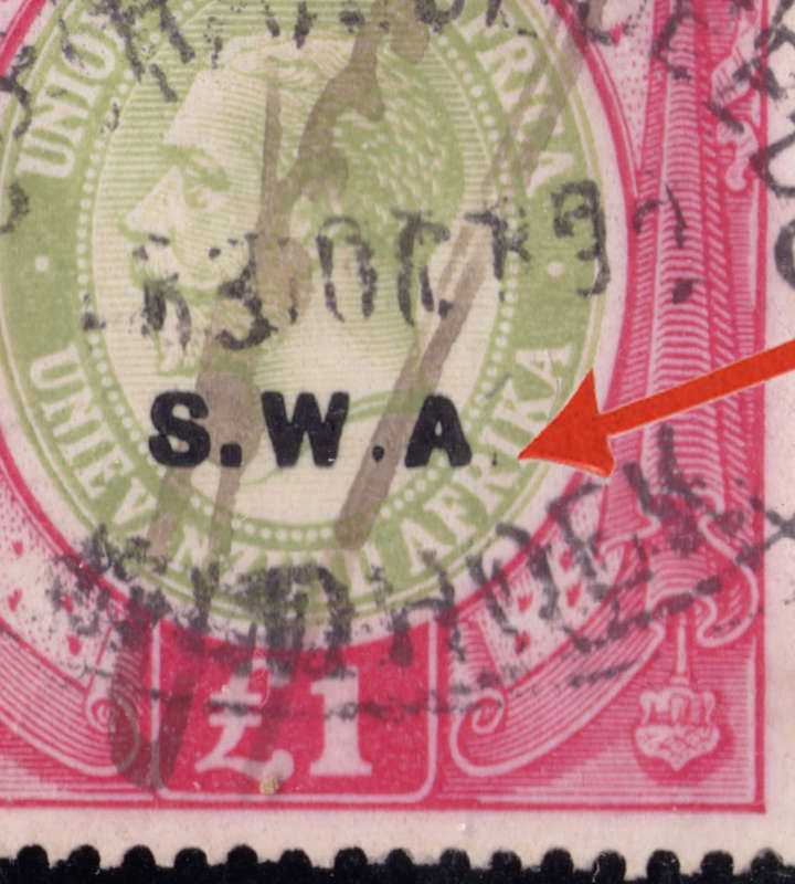 SWA: 1928 £1 KGV Revenue Used Vertical Pair with Variety PARTIAL MISSING STOP "." Interesting Item