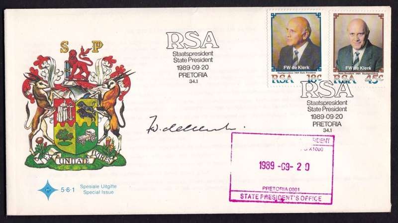 RSA: FW de KLERK Bundle, 1990 NP Gala Banquet, Numbered & Signed Invite/Menu + PW Botha 1981 address