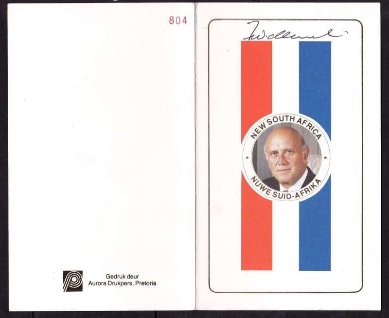 RSA: FW de KLERK Bundle, 1990 NP Gala Banquet, Numbered & Signed Invite/Menu + PW Botha 1981 address