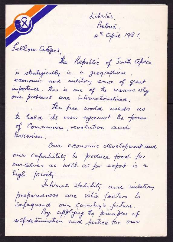 RSA: FW de KLERK Bundle, 1990 NP Gala Banquet, Numbered & Signed Invite/Menu + PW Botha 1981 address