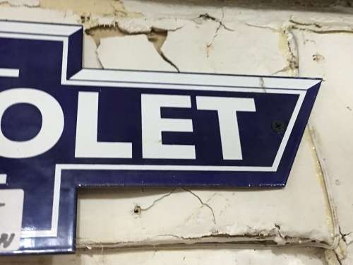 Chevrolet  Enamel Advertising Sign approx 48 cm x 15 cm