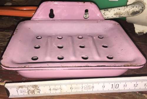 Pink Enamel Soap Dish
