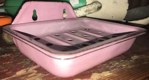 Pink Enamel Soap Dish