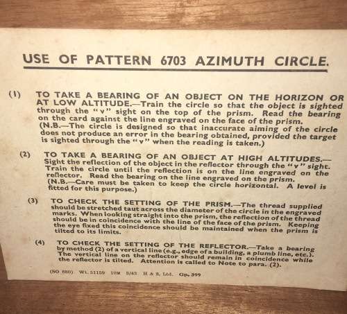 AZIMUTH CIRCLE (TO TAKE A BEATING OF A OBJECT ON THE HORIZON)price drop from R2500.00 to R750.00