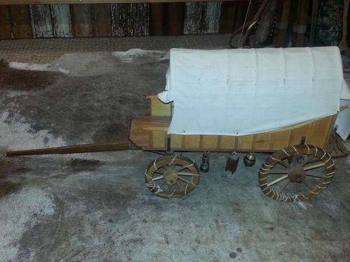 Gorgeous Ox Wagon With Miniature, Lantern, Bucket, Washboard & The Cutest Little Three Legged Pot