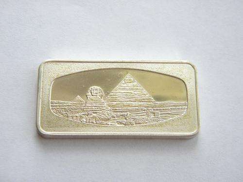 WONDERS OF THE WORLD Silver Bar Ingot 400 grains silver 0.800 Great Pyramid