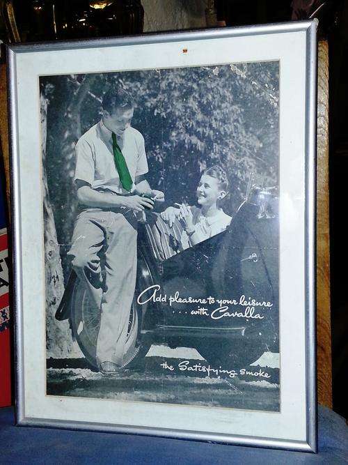 VERY RARE ORIGINAL CAVALLA CIGARETTES ADVERT - FRAMED - 26 CM X 35 CM WITHOUT FRAME