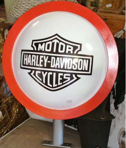 Harley Davidson Sign - approx 46 cm diameter x 58 cm high