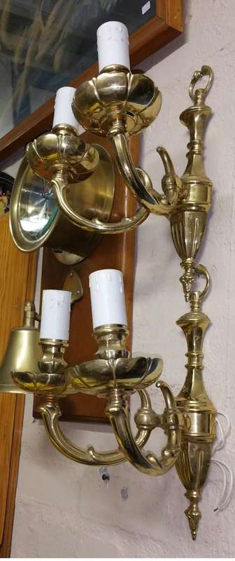 2 x Solid Brass Wall Lights - 32.5 cm high x 22 cm front to back - R 395.00 each
