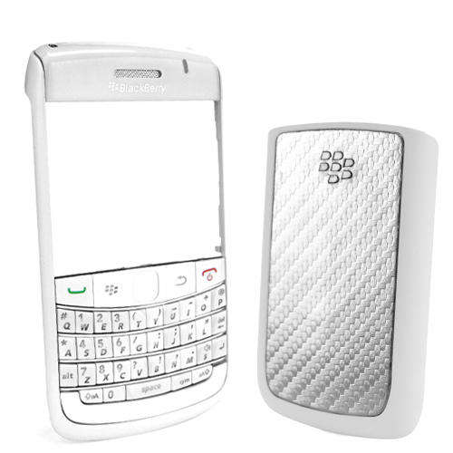 BlackBerry Bold 9700 9020 Onyx Matte Housing + keypad -White / Shiny Silver - COVER