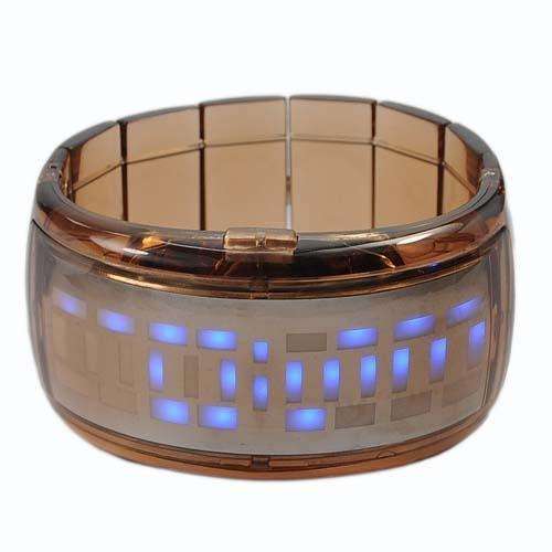Glow Bracelet Binary LED Digital Wrist Watch Brown