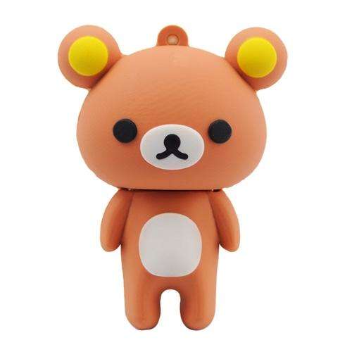 2GB Stylish Rubber Bear Design USB Flash Drive - Brown