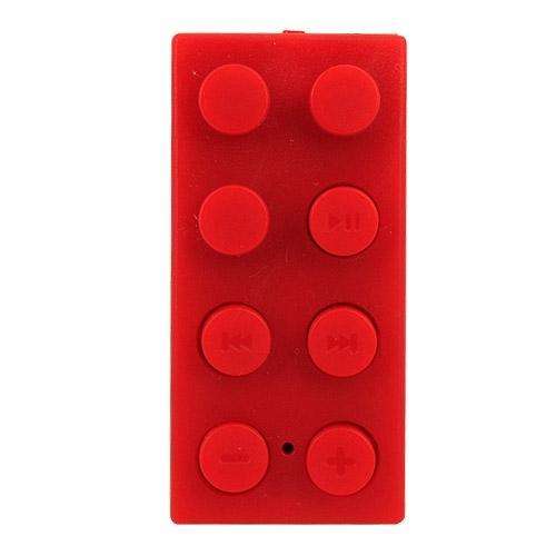 Square Silicone Rechargeable MP3 Player /Micro-SD Card Slot(Max support 8GB)- Red