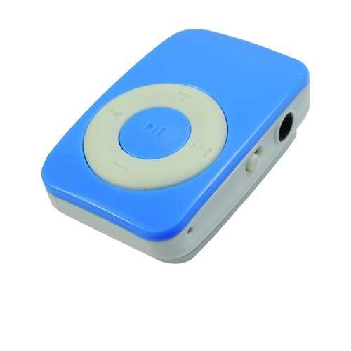 Micro SD/TF Card USB Rechargeable Mini Clip MP3 Player - Blue
