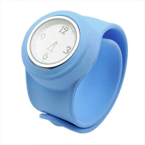 Fashion Flexional Fixed Band Sporty Silicone Quartz Wrist Watch No Need Clasp Blue
