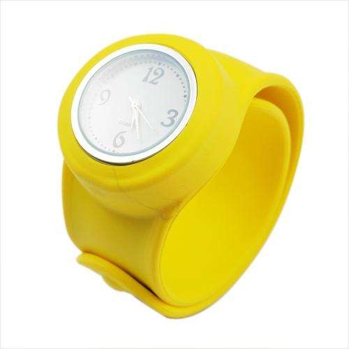 Fashion Flexional Fixed Band Sporty Silicone Quartz Wrist Watch No Need Clasp Yellow