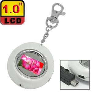 Mini Oval 1inch LCD Digital Photo Frame Keychain White