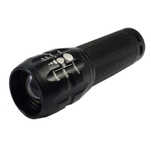 Aluminum Alloy Zoom Flashlight Black