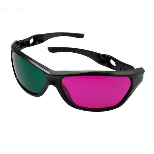 A Pair of Fashionable Red Green Anaglyphic 3D Glasses with Plastic Framed Black for Movie Game