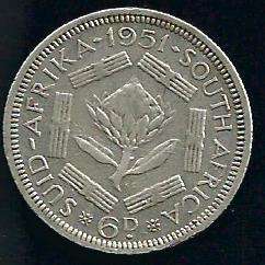 1951 - Sixpence /  6 d .  - VF condition as per scan.