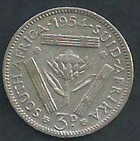 1954 - Threepence / Tickey - as per scan