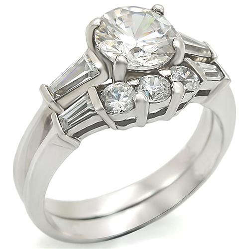 GLAMOROUS SIMULATED DIAMOND LADIES WEDDING RING SET