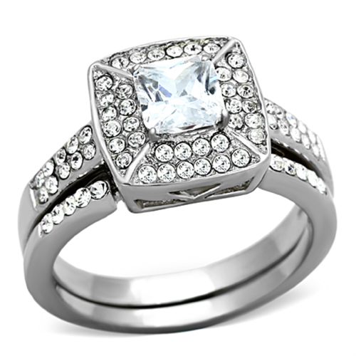 ON TREND SHIMMERING SIMULATED DIAMOND LADIES WEDDING RING SET