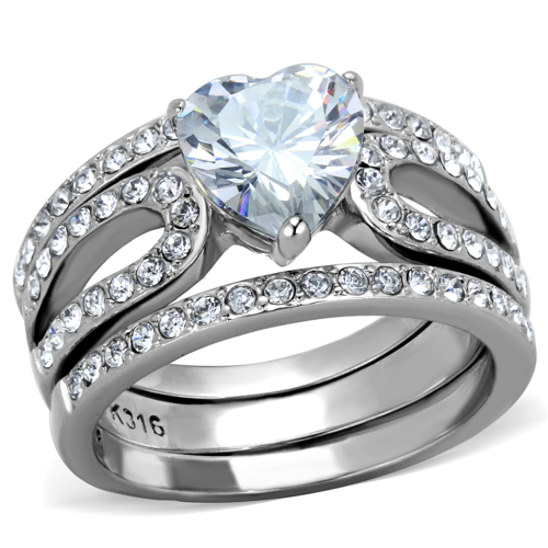 BEAUTIFUL HEART SHAPE SIMULATED DIAMOND LADIES WEDDING RING SET