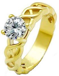STUNNING YELLOW GOLD PLATED SIMULATED DIAMOND LADIES RING