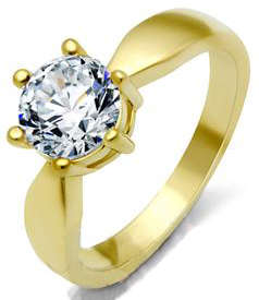 STUNNING YELLOW GOLD PLATED SIMULATED DIAMOND LADIES RING