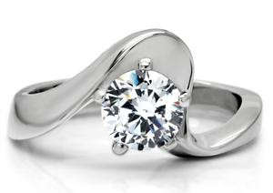 STUNNING STAINLESS STEEL SIMULATED DIAMOND LADIES RING