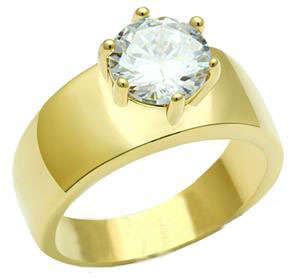 STUNNING YELLOW GOLD PLATED SIMULATED DIAMOND LADIES RING