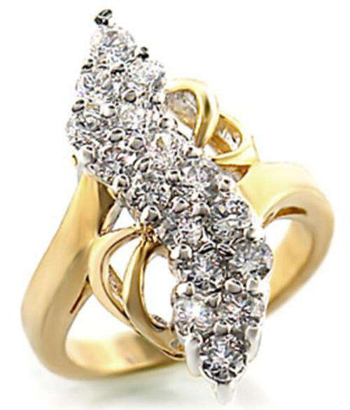 STUNNING 18K YELLOW GOLD PLATED SIMULATED DIAMOND LADIES RING